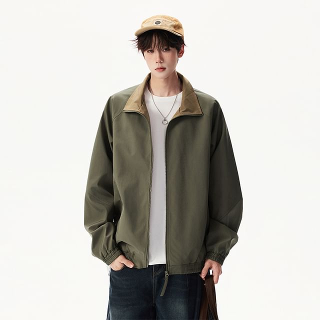 Wolfkane-Stand Collar Plain Zip Jacket