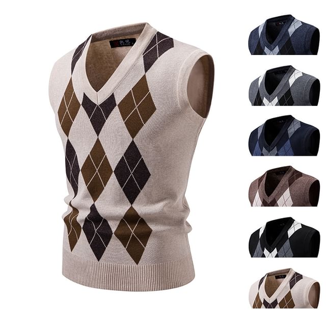 Wolfkane-V-Neck Argyle Sweater Vest