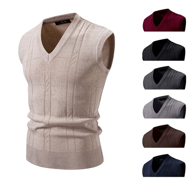 Wolfkane-V-Neck Plain Sweater Vest