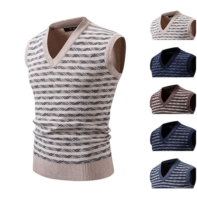Wolfkane-V-Neck Striped Sweater Vest