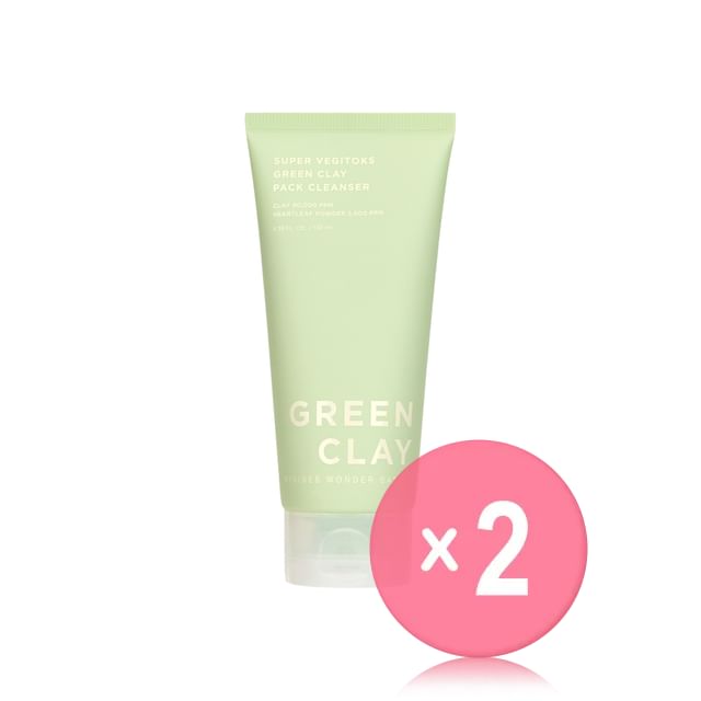 WONDER BATH-Super Vegitoks Green Clay Pack Cleanser 2pcs Bundle Set