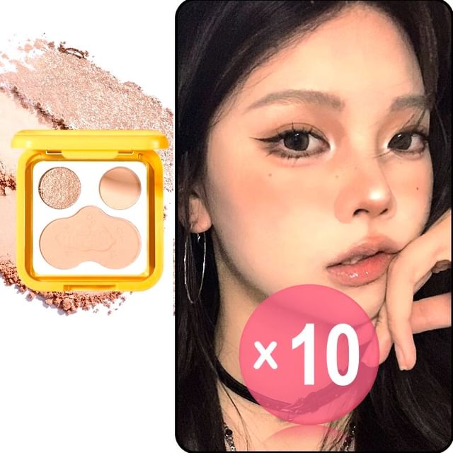 xixi-A Flip Eye Shadow Blush Palette - 2 Melon Bean 10pcs Bundle Set