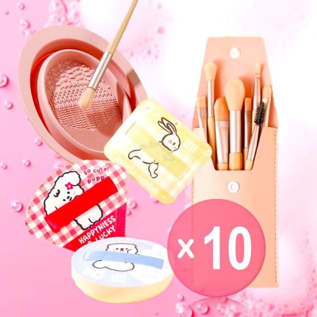 xixi-Bundle Blush Pink Makeup Brush Set 10pcs Bundle Set