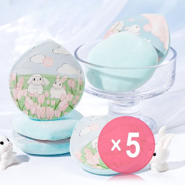xixi-Rabbit Bubble Makeup Puff - 2 Types 5pcs Bundle Set