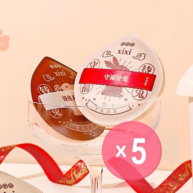xixi-Rabbit Edition Soft Cushion Puff - 2 Types 5pcs Bundle Set