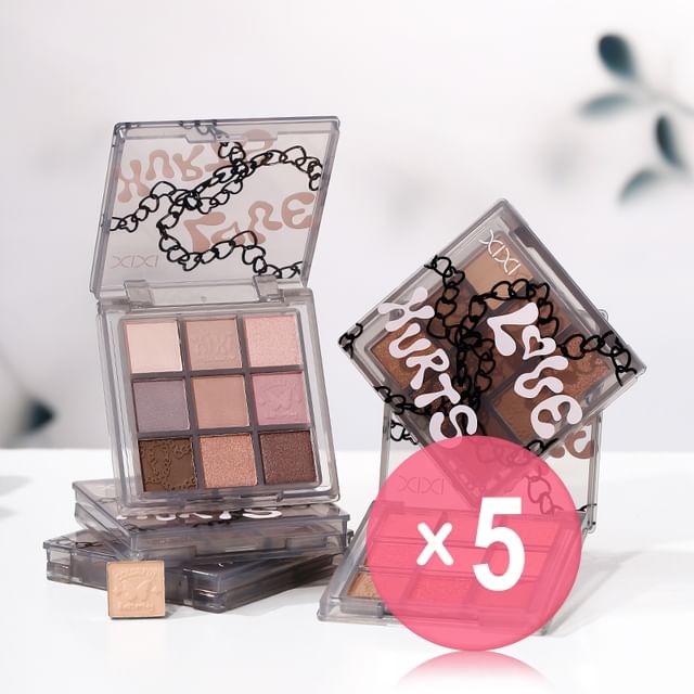 xixi-Palette de 9 fards à paupières Smoky Pink Sweet - 4 types - lot de 5