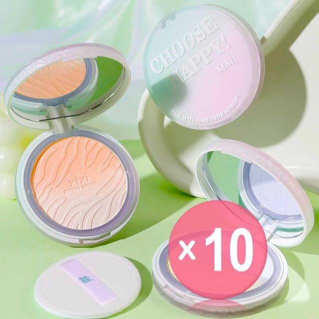 xixi-Soft Focus Oil Control Pressed Powder - 2 Colors 10pcs Bundle Set