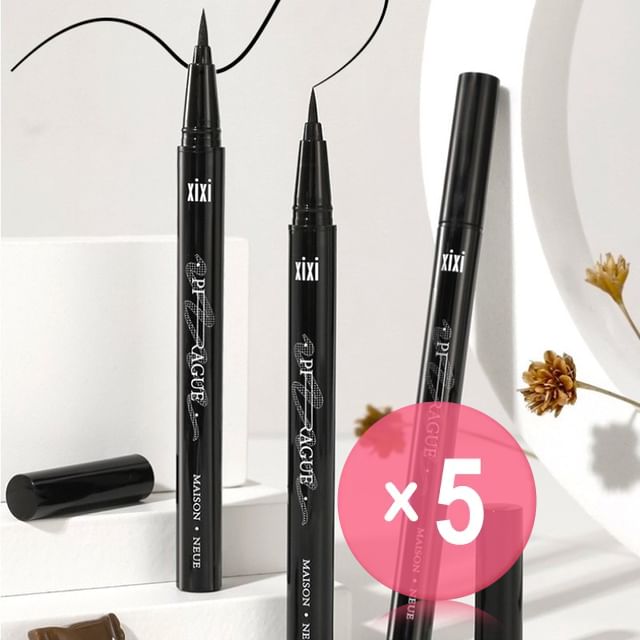 xixi-Straight Line Dense Liquid Eyeliner - 2 Colors 5pcs Bundle Set