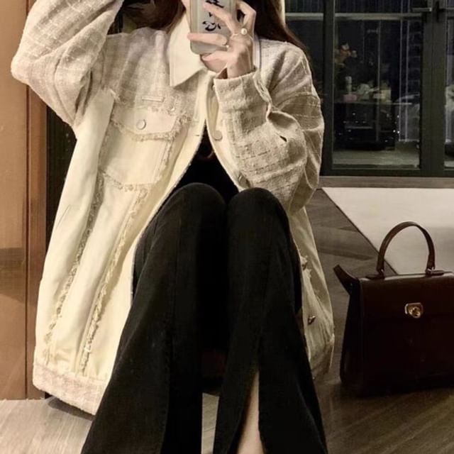 Yako-Collared Button-Up Jacket