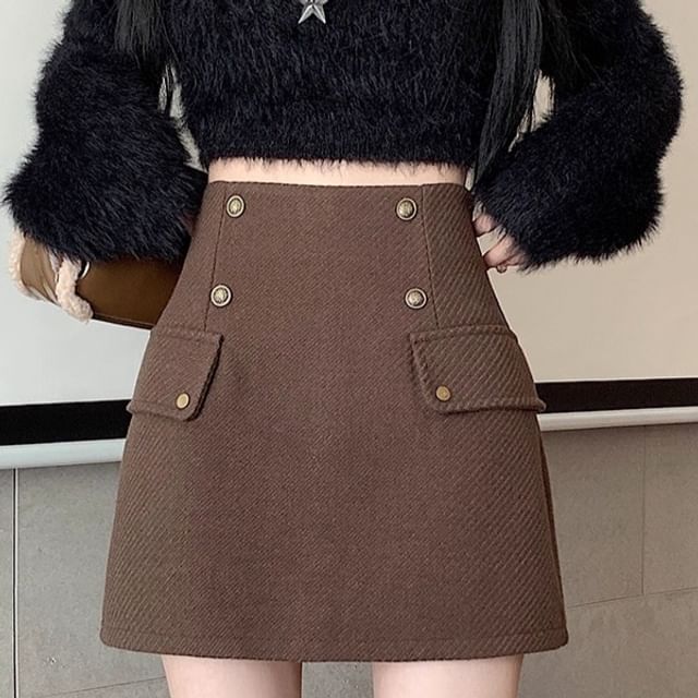 Yako-High Rise Plain Mini A-Line Skirt