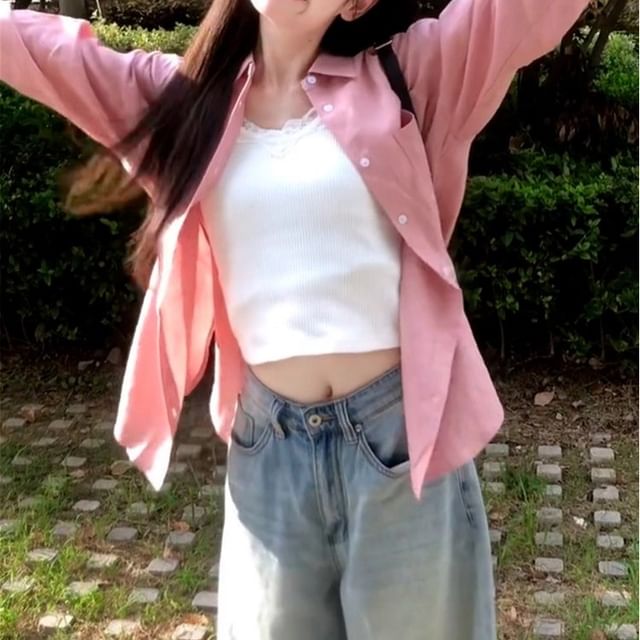 Yako-Long-Sleeve Plain Shirt