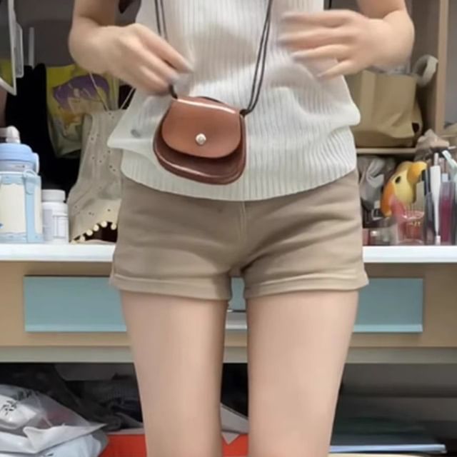Yako-Mid Rise Denim Shorts