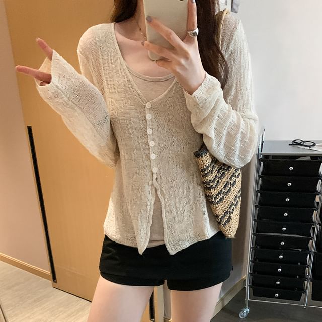 Yako-Plain Open Front Cardigan