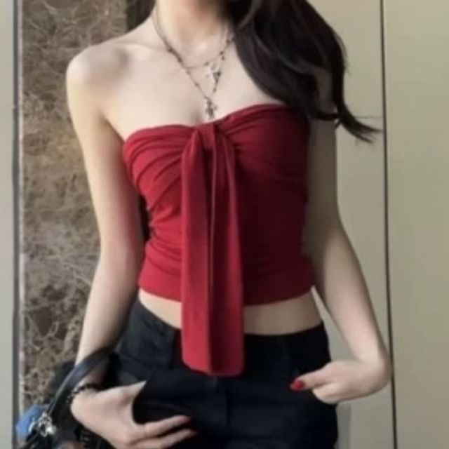 Yako-Plain Tie-Up Tube Top