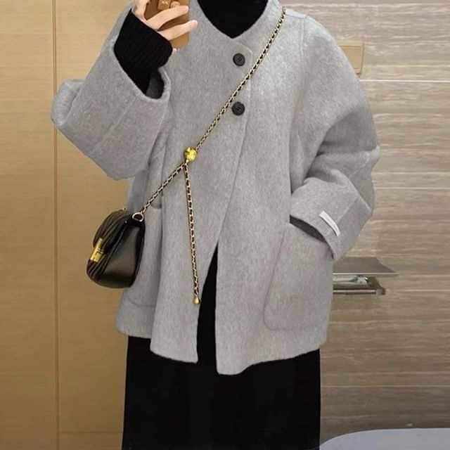 Yako-V-Neck Button Jacket