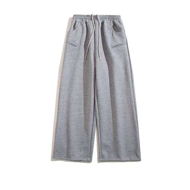 Yelmenor-Drawstring Waist Wide Leg Sweatpants