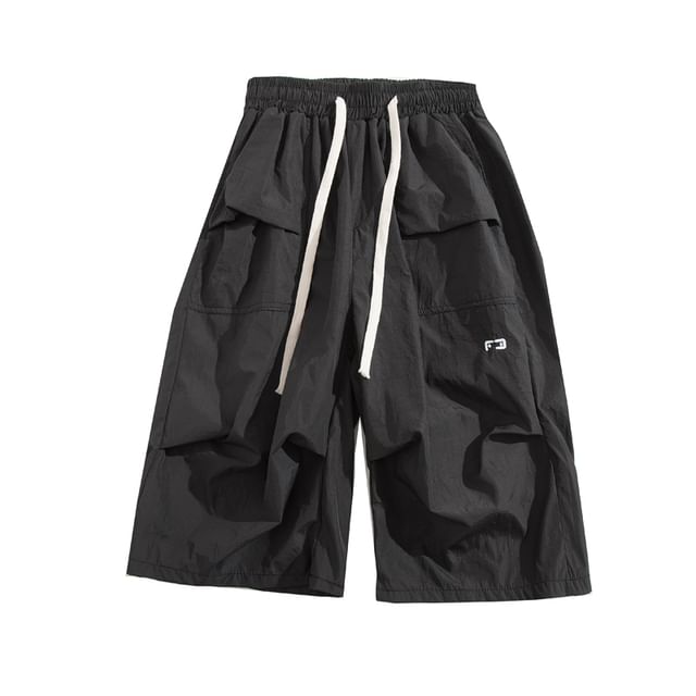 Yelmenor-High Waist Plain Cargo Shorts