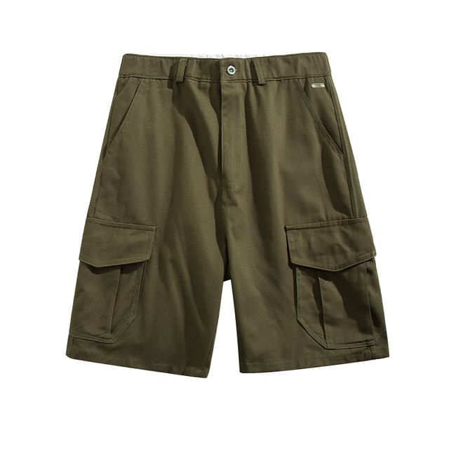 Yelmenor-Mid Rise Plain Cargo Shorts