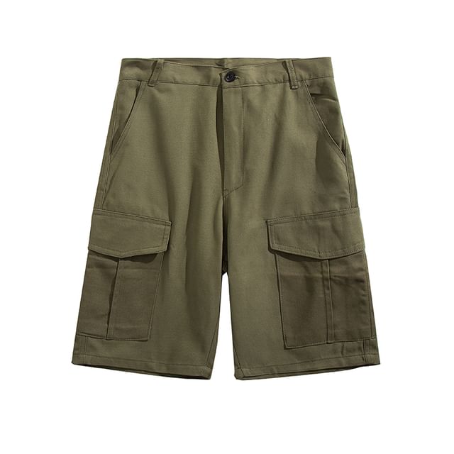 Yelmenor-Mid Rise Plain Cargo Shorts