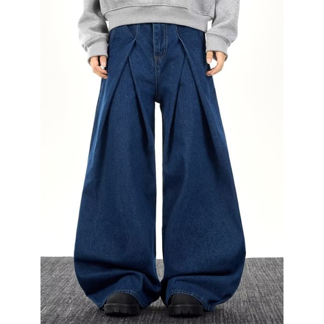 Yelmenor-Mid Rise Washed Baggy Jeans