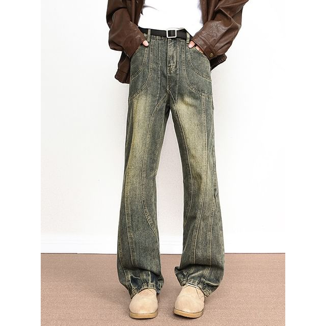 Yelmenor-Mid Rise Washed Bootcut Jeans