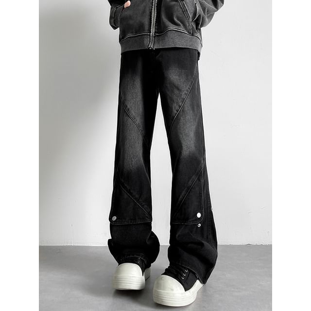 Yelmenor-Mid Rise Washed Bootcut Jeans