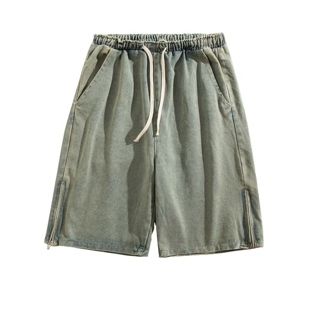 Yelmenor-Mid Rise Washed Denim Shorts