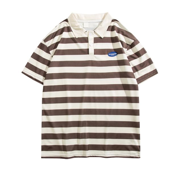 Yelmenor-Short-Sleeve Striped Polo Shirt