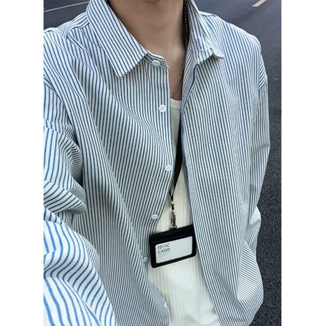 YERGO-Long-Sleeve Striped Button-Up Shirt