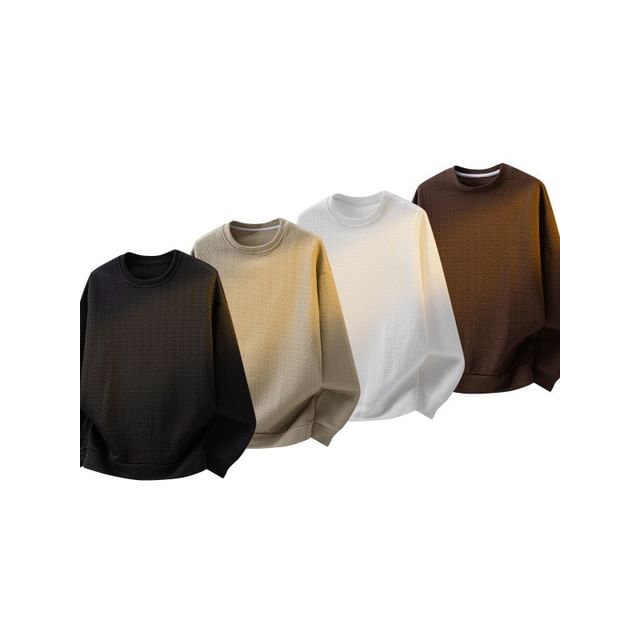 YIKES-Crew Neck Plain Oversized Sweatshirt