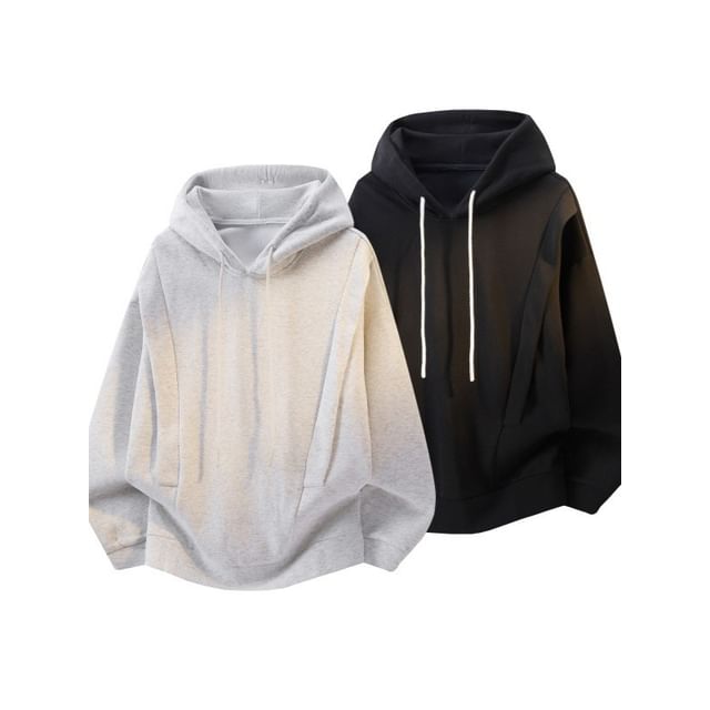 YIKES-Drawstring Drop Shoulder Plain Oversized Hoodie