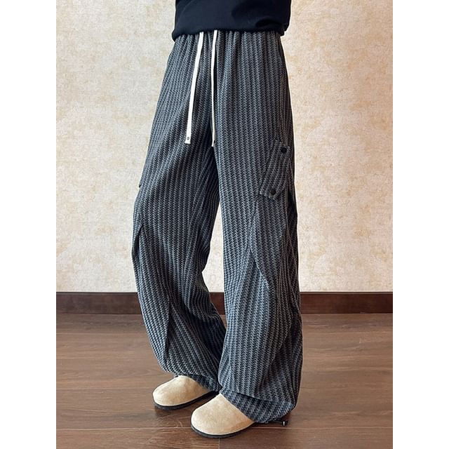 YIKES-Drawstring Waist Striped Harem Pants
