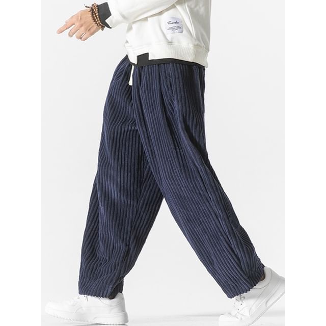 YIKES-High Waist Ribbed Corduroy Harem Pants