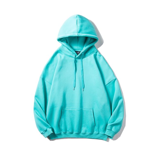 YIKES-Plain Drawstring Hoodie