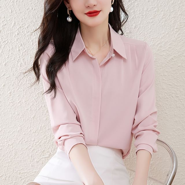 Yilda-Long-Sleeve Plain Shirt