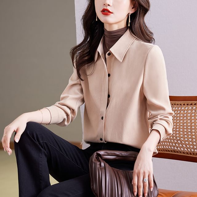 Yilda-Long-Sleeve Plain Shirt