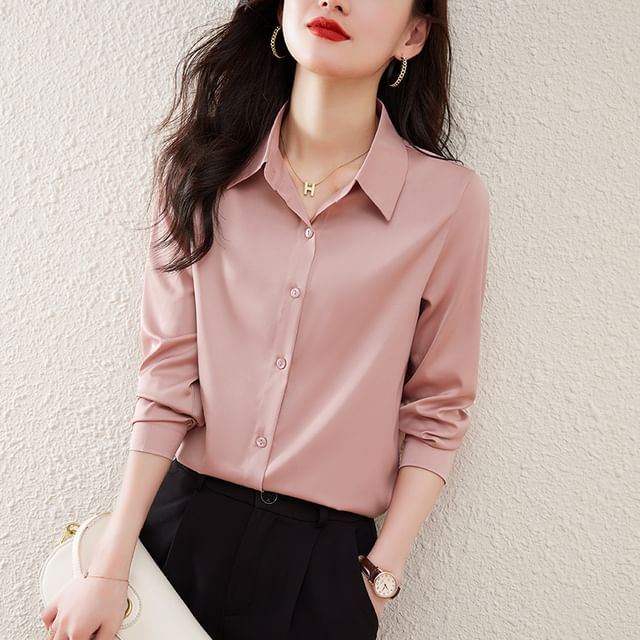 Yilda-Long-Sleeve Plain Shirt