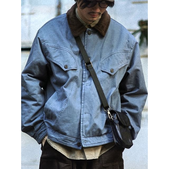 YouthDayz-Contrast Collar Button-Up Barn Jacket