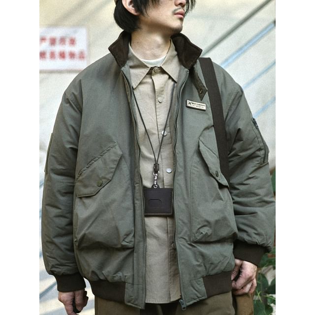 YouthDayz-Contrast Collar Zip-Up Barn Jacket