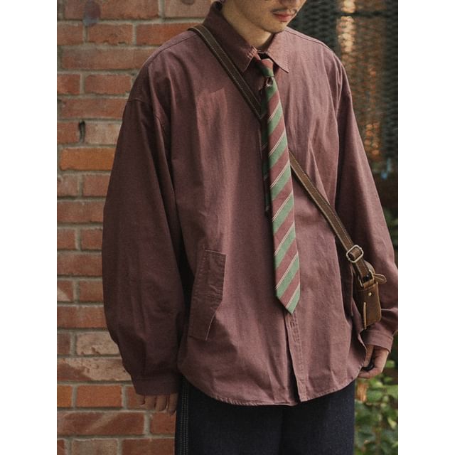 YouthDayz-Long-Sleeve Plain Button-Up Shirt