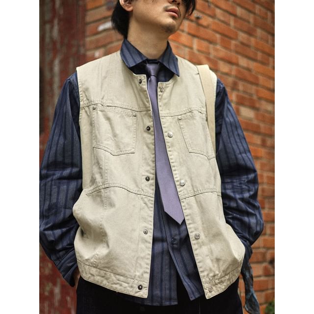 YouthDayz-Plain Button-Up Vest