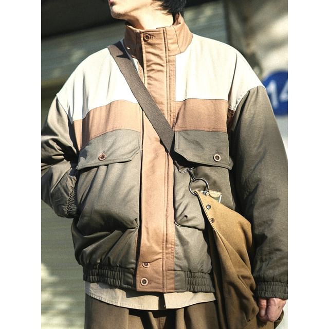 YouthDayz-Stand Collar Color Block Zip-Up Jacket