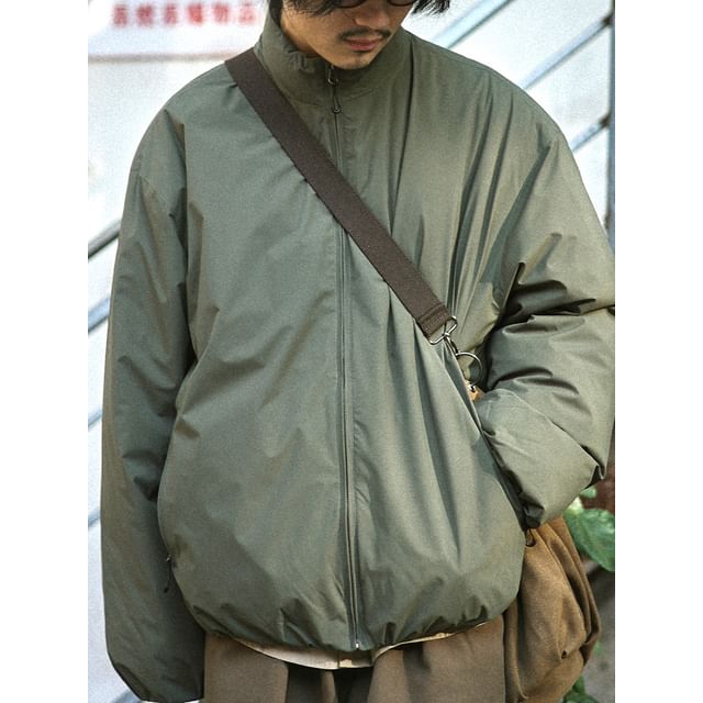 YouthDayz-Stand Collar Zip-Up Plain Down Jacket