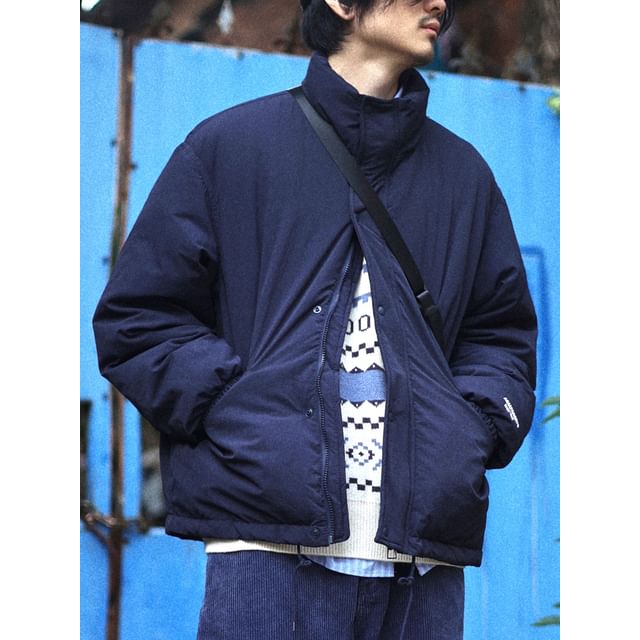 YouthDayz-Stand Collar Zip-Up Plain Down Jacket