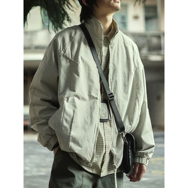 YouthDayz-Stand Collar Zip-Up Plain Jacket