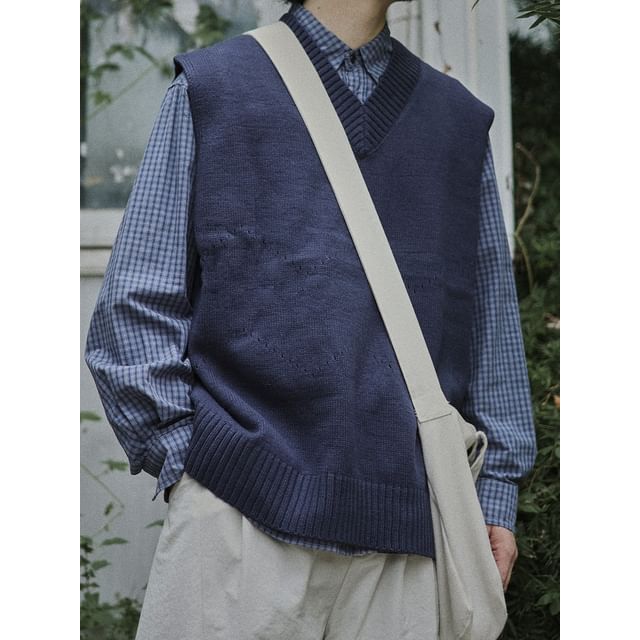 YouthDayz-V-Neck Plain Sweater Vest