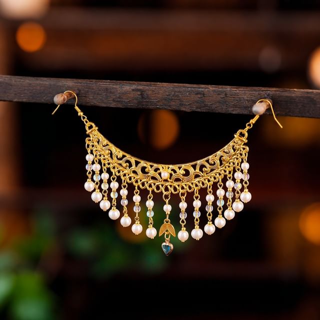 YUGO-Faux Pearl Dangle Headpiece