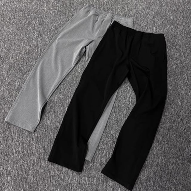 Zentrus-Elastic Waist Plain Straight Leg Sweatpants