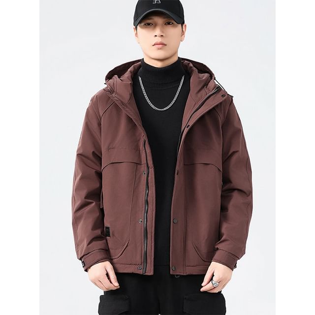 Zentrus-Hooded Zip-Up Plain Jacket