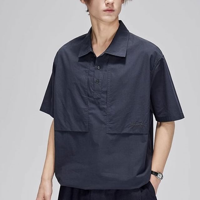 Zentrus-Short-Sleeve Collared Plain Polo Shirt